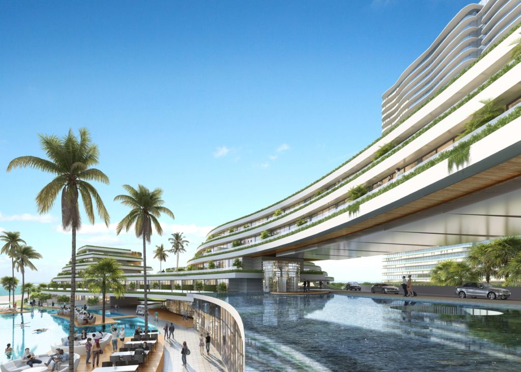 Phối cảnh khối khách sạn Sheraton 5 sao tại dự án Venezia Beach Hồ Tràm - Bình Châu
