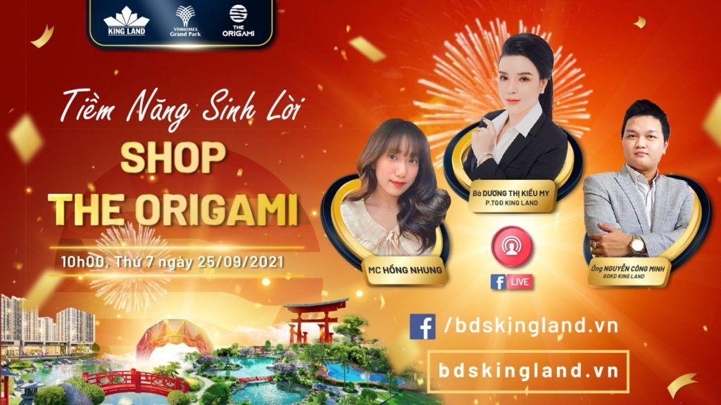 Poster sự kiện trực tuyến Shop The Origami do đại lý King Land tổ chức